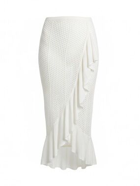 Cream Crochet Ruffle swim cover